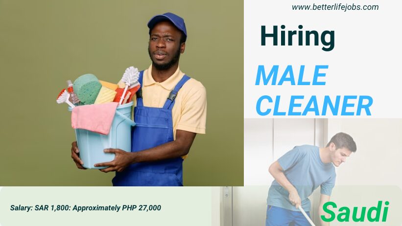 Hiring Male Cleaner, Saudi 2025